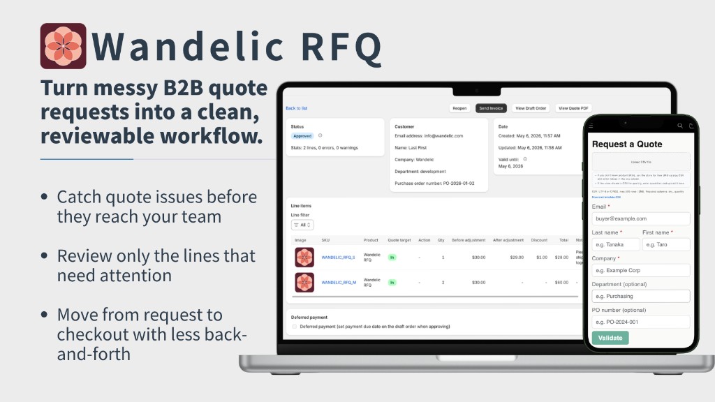 Wandelic RFQ — Quote Request Workflows for Shopify
